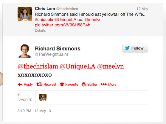 Richard Simmons tweets me back!